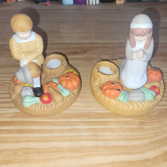 Vintage Pilgrim Candle Holders House of LLoyd 1987 * Thanksgiving Centerpiece - Picture 3 of 3